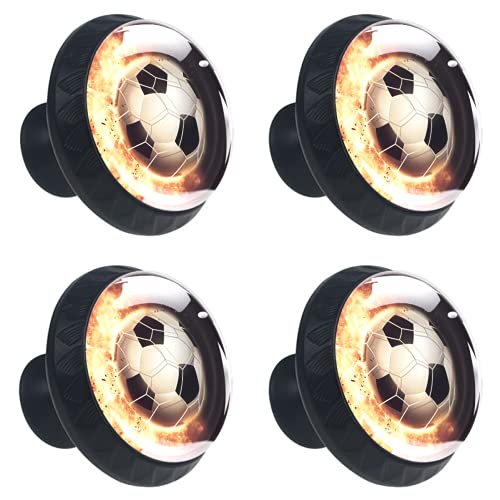Set di 4 maniglie rotonde per armadio da cucina, credenza, cassettiera, cassettiera, con viti, per cucina, comò, armadietto, bagno, armadio esplosiva palla da calcio Freball
