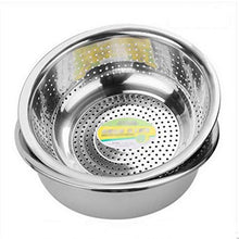 Vasetto rotondo in acciaio inox più spesso, lavabo, lavabo, lavabo, lavabo, verdure, vasi, scolapiatti, lavandino, riso, 38 cm, set da 2 pezzi