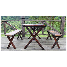 XZQ Tavolo E Sedie Pieghevoli Set Panca da Giardino in Legno Barbecue da Esterno Patio Party Campeggio Portatile A Tre Pezzi Buco Umbrella 4-6 Persone (Color : Brown, Size : 110 * 60 * 65cm)