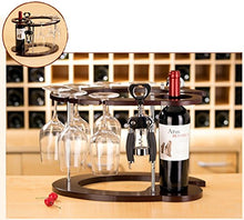 GJSN Portabocchio per Vino, Tablet Brown Forte Carico Forte e Resistente Può Contenere da 1 a 8 Bottiglie Di Vino e da 6 a 8 Bicchieri,E.