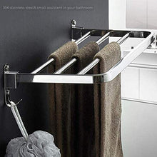 YONGYONGCHONG Stendibiancheria pieghevole in acciaio inox 304, portasciugamani da parete per il bagno, supporto a parete a torre gancio anello, 40 cm