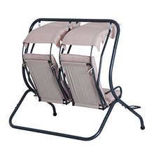 Outsunny Dondolo da Giardino 2 Posti con Sedute Separate e Tetto Parasole, Acciaio e Poliestere, 170x136x170cm Beige