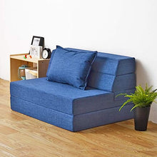Letto Divano Mattress Pad Portatile Pieghevole Spesso, Location Sedia Sleeper Rimovibile Lavabile, Alto-densità Schiuma Copertura Del Sonno Facile Da Memorizzare-profondo Blu 150x190x15cm(59x75x6inch)
