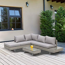 Outsunny Salotto da Giardino, Set Divani da Esterno con Tavolino da Giardino, Mobili da Giardino in Rattan Grigio