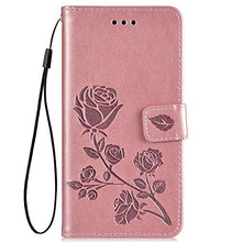 Robinsoni Cover Compatibile con Samsung Galaxy J8 2018 Case Scintillare Glitters Lucido Portafoglio Libro Custodia Rosa Stampato Pelle PU Libretto Cover Foglio Flip Magnetica Fiore Caso, Oro Rosa