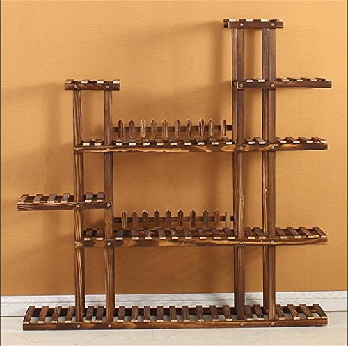 Scaffale per Fiori in Legno a 5 Livelli/Atterraggio carbonizzato Corridoio a più Strati Scaffale a Combinazione Scaffale Rack per Stand per Balcone Soggiorno Giardino Interno Supporto per Fiori 001