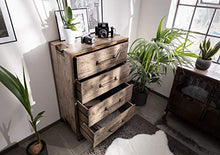 MASSIVMOEBEL24.DE Heavy Industry #217 Cassettiera in Legno di Mango e Ferro - Laccato Marrone - 81x46x122