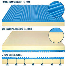 Materasso singolo in memory gel 6cm, sfoderabile, tessuto aloe vera, antiacaro, alto 22cm, 100% Made in Italy - mod. Frida - 80 x 190 cm (singolo)