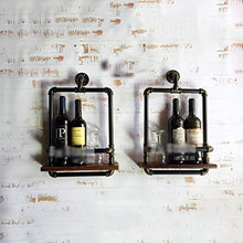 LHQ-HQ Cremagliera del Vino, Tubo di Ferro battuto Loft Parete in Legno massello Vino Rack Vino Appeso Bar Rack, Stand di Esposizione