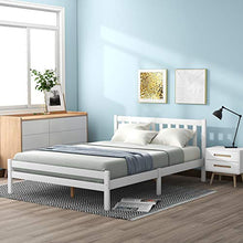Letto matrimoniale con struttura in legno, 1,5 m di lunghezza, con finitura bianca, con piattaforma in legno massiccio, per adulti, bambini, ragazzi, ragazzi, bianco