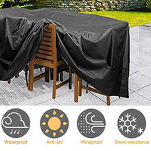 FOGUO Copertura per Mobili da Giardino Impermeabile, Telo Copri Tavolo per Esterno Rettangolare, Coperture per Tavoli da Esterno, 420D Oxford Stoffa, per Tavolo e Sedie da Esterni