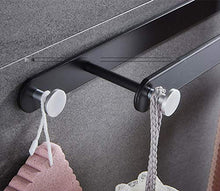 Portasciugamani portasciugamani ventosa in alluminio nero opaco con due ganci, lunghezza 55 cm argento