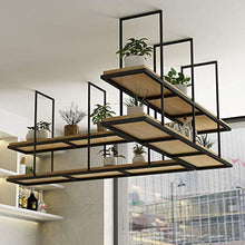 Porta bottiglie da vino Mensola a soffitto a 2 livelli Portabottiglie in legno retrò Scaffale decorativo a sospensione LOFT Mobile pensile industriale multifunzionale in ferro battuto per Ristorante/
