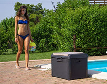 Cassapanca da giardino con 125 l, contenitore richiudibile per terrazza con cuscino, in plastica, 73 x 50,5 x 49,5 cm