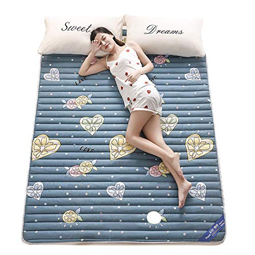 Zixin Antiscivolo Tatami Materasso, Lavabile e Pad Bed Pieghevole, Studente Materasso, Cotone Stampato Materasso, Morbida e Spessa Stile Giapponese Double Single futon, 180 200cm