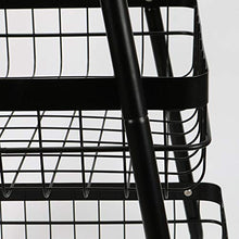 LYM &ripiano di stoccaggio Scaffalature Multifunzione in Metallo Cestino Cucina Soggiorno Camera da Letto 3 Strati Mobile con Ruote Rack Nero Scaffale di Finitura
