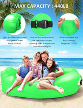 Huou, lettino gonfiabile 2019, divano gonfiabile impermeabile con borsa portaoggetti, amaca con poggiatesta gonfiabile per viaggi, campeggio, piscina e spiaggia (verde)