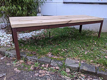 Panchina da giardino in metallo e legno, resistente alle intemperie, per 2 – 3 posti, per giardino, parco, balcone, lunghezza 114 cm, larghezza 53 cm, altezza 45 cm