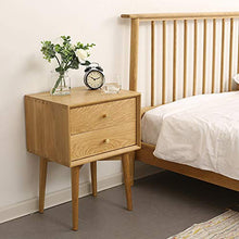 Comodino in Legno Massello, Comodino 2 Cassetti, Tavolo Laterale Divano, Mobili da Camera da Letto in Rovere Bianco Storage E Custodia da Comodino