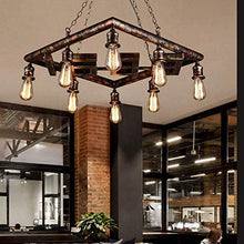 N/Z Home Equipment Ralph Pipe E27*8 Steampunk Bright Loft Style Living Room Dining Room Square 8 Head Wrought Iron Bar Cafe Easy to Tall