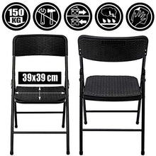 AMANKA Set di Mobili Giardino - Tavolo da 180 cm con 4 Sedie Gruppo di Seduta Pieghevole Rattan Look