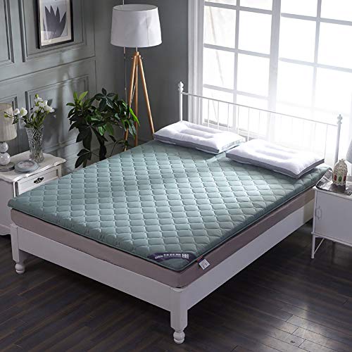 Spesso Materasso Pieghevole Campeggio Sleeping Pad Letto per Gli Ospiti,Reversibile Tatami Materasso Topper,Trapuntato Pieghevole Materasso Futon Blu Twin:90x200cm