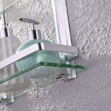 GDFEH Scaffale in Vetro Bagno Scaffale Doccia con Cabina di Alluminio Doccia Rettangolare Bagno Bagno Caddy Carrello Scatolamento Scaffale per Doccia