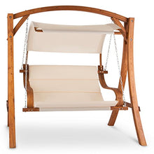 blumfeldt Maui Dondolo da Giardino con Struttura in Legno di Larice Massiccio(110 cm, 2 Posti, Baldacchino apribile, anatomico)
