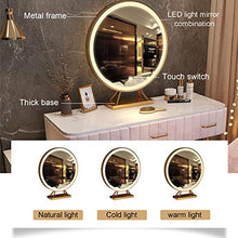 ZRN Tavolo da Trucco Set da toeletta, Tavolo da Trucco con Specchio Rotondo e Sgabello Imbottito, toletta in MDF per Camera da Letto con 6 cassetti portaoggetti