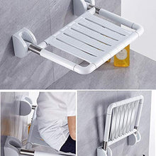 DZX Sedile Pieghevole per Bagno, Sgabello per Doccia, Sgabello a Muro, Sgabello a Muro per Doccia, Sedile Antiscivolo per Uomo Anziano (Colore: Bianco)