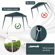 Outsunny Gazebo Pieghevole da Giardino 3x3m Struttura in Acciaio, Corde Antivento e Sacca di Trasporto, Verde