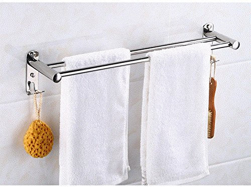 MBYW Portasciugamani da Bagno Portasciugamani in Acciaio Inossidabile Senza Barra di Perforazione Ispessimento Bagno bipolare Bagno bipolare Bagno Appeso Asta Pendente Pendente, 60 cm, Perforato