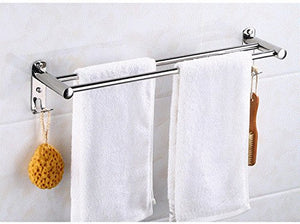 MBYW Portasciugamani da Bagno Portasciugamani in Acciaio Inossidabile Senza Barra di Perforazione Ispessimento Bagno bipolare Bagno bipolare Bagno Appeso Asta Pendente Pendente, 60 cm, Perforato