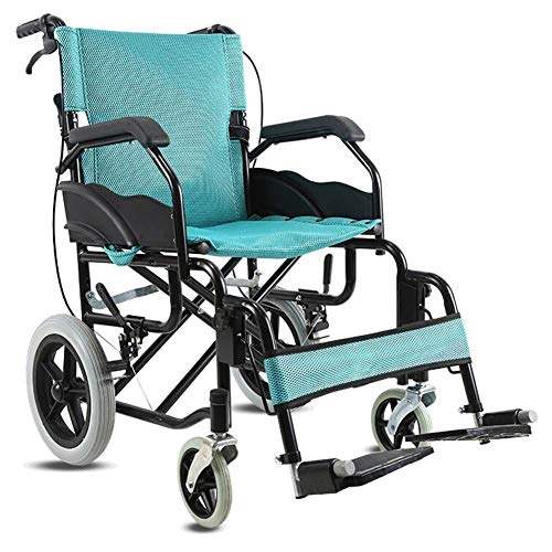 Accessori per la casa Sedia a rotelle da trasporto per disabili per anziani con telaio in acciaio leggero Protezione antimicrobica Sedia pieghevole da 12 kg è portatile Grandi ruote posteriori da 1