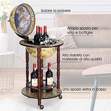 DREAMADE Mappamondo Bar Mobile Bar, Portabottiglie Scaffale per Vino con 3 Ruote, 88 x 45 x 45cm (medello 2)