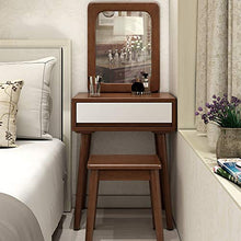 Specchiera Tavolo Cosmetici Con Piazza Specchio & Sgabello Imbottito Vanity Toeletta Da Trucco,Sgabello Donne Camera Da Letto Tavolo Da Trucco Per Le Donne,Con Cassetto Grande-A 60x40x75cm(24x16x30inc