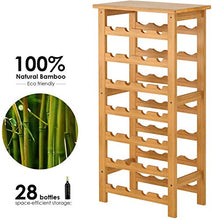 Hyzb Wine Rack 28 Bottle Wine Rack Holder 7 Livello Vino Bagagli Shelving bambù 47 × 29 × 94 Centimetri