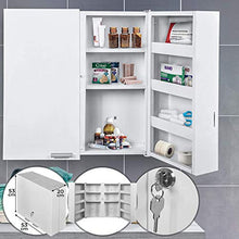 NOVA Armadietto per Farmaci con 11 Ripiani e 2 Ante, con 2 Chiavi, 53x53x20cm, Acciaio, da Bagno - Armadietto Pensile Medicinali, Cassetta Porta Medicine, Armadio Pronto Soccorso