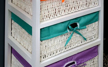 ts-ideen - Cassettiera comò con 3 cesti dalla fodera colorata, colore: Bianco, Arancio, Verde, Lilla