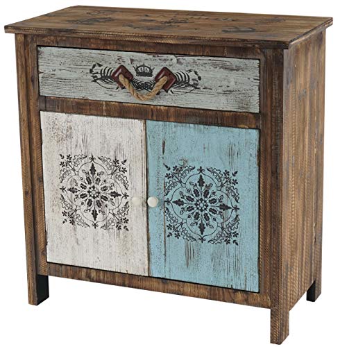 Mendler Serie Vintage Como cassettiera Legno Stile Spagnolo Modello Funchal 40x80x84cm