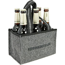 COM-FOUR® borsetta da uomo - borsa in feltro per bevande - borsa per bottiglie in feltro per 6 bottiglie - portabottiglie fino a 0,5 L, grigio/nero, 24 x 15 x 15 cm (Motivo 1-1 pezzo)