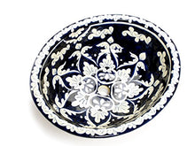 Dolores ovale lavabo ovale con bordo in ceramica Talavera incasso/lavello lavabo dal Messico blu scuro