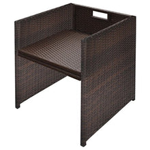 UnfadeMemory Set da Pranzo da Giardino Tavolo e Sedie da Esterno 11 pz con Cuscini Polyrattan Marrone