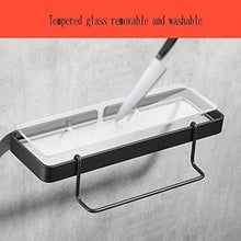 Great Coat Ganci, Bagno Scaffale, 1-strato di alluminio nero Mensola in vetro specchio del bagno anteriore mensola portasciugamani bagno Mensola supporto di vetro Bagno Mensola (Dimensioni: 25cm) Tien
