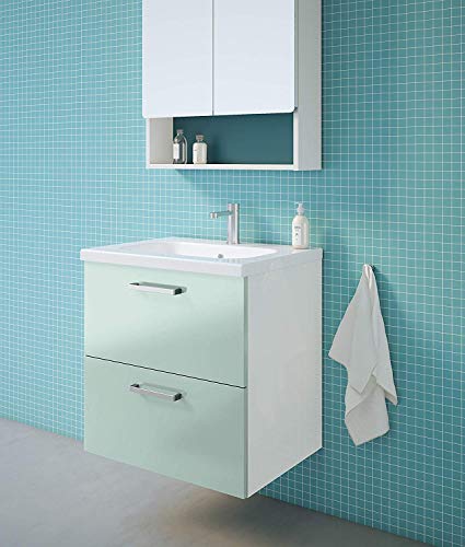 Randalsa Mobile Nexo 60 cm | Verde | 61 x 61 x 46 cm | Mobile con 2 cassetti + lavabo in Ceramica