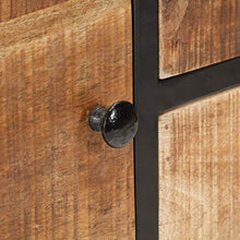 Tidyard Credenza 85x30x80 cm in Legno Massello di Mango Grezzo,con Un'anta, Due Cassetti e Un Ripiano