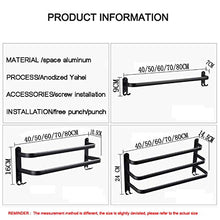 Portasciugamani da parete,Nero 3 strati Porta asciugamani da bagno Spazio alluminio Porta asciugamani autoadesivo con doppi ganci Usato per bagno Balcone cucina Portasciugamano/Scarpiera(70CM