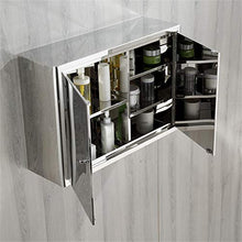 LINPAN Bagno Gabinetto 2-Door pensile in Acciaio Inox pensile Bagno Governo della Medicina con Ripiani Regolabili Parete di stoccaggio Armadio (Color : Silver, Size : 80x50x25cm)