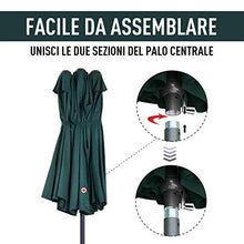 Outsunny Ombrellone da Giardino 460x270x240cm Doppio con Apertura a Manovella, Acciaio e Poliestere Verde