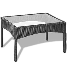 Set Salotto da Giardini in Poly Rattan Struttura in Acciaio Composto da Divano 2 Poltrone Tavolino con Piano in Vetro Cuscini Sfoderabili Ideale per Terrazzo Giardino Colore Nero